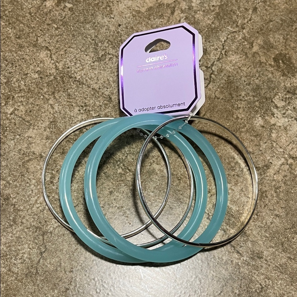 Claire's Silver and Blue Bangle Set
